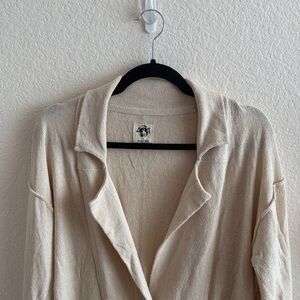 Free People Cream Open Front Cardigan